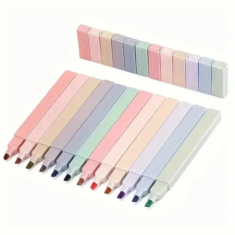 Highlighter Set Pastel - 12Pcs Colorful Aesthetic Highlighters Cute Assorted