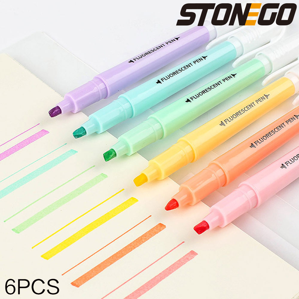 STONEGO 6PCS Dual Tip Highligh - Highlighter Set Pastel ulasan dan harga