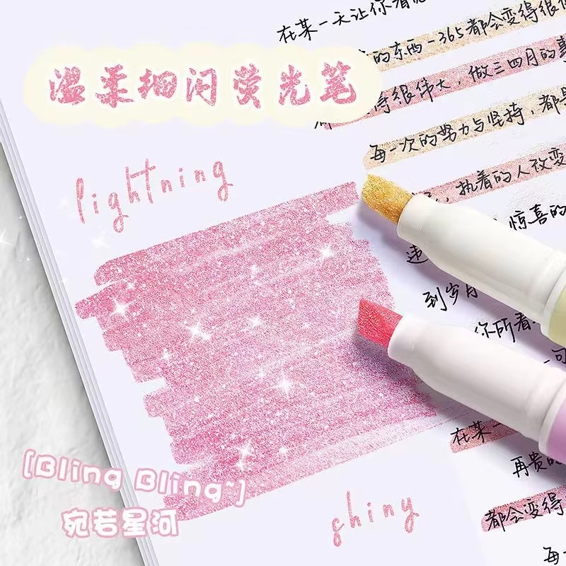 4 Pcs/Box Kawaii Glitter Highl - Highlighter Set Pastel ulasan dan harga