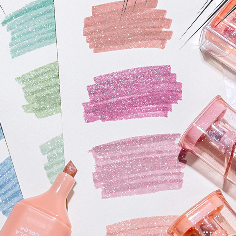 Glitter Highlighters, Flexible - Highlighter Set Pastel ulasan dan harga