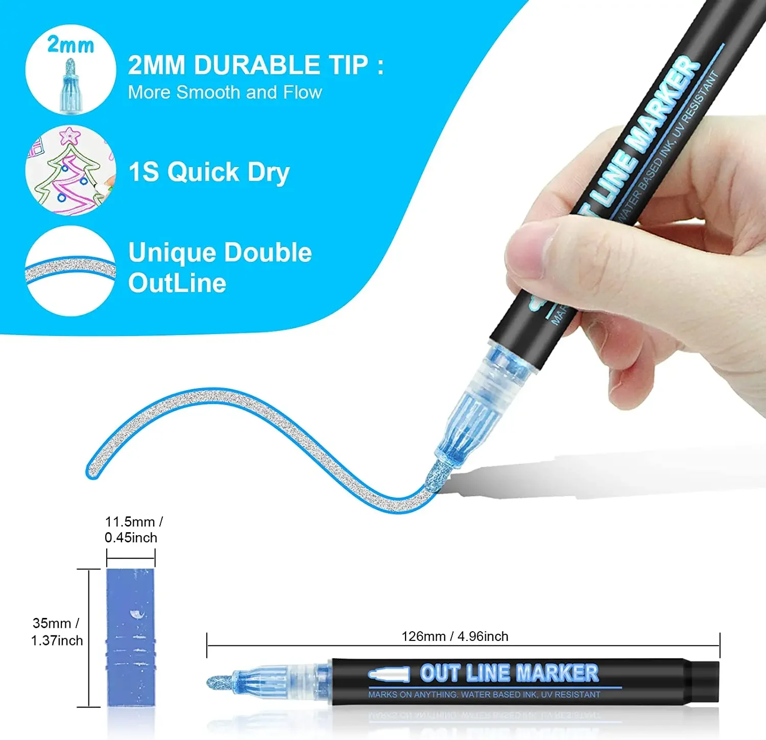 8-60 Color Double Line Outline - Highlighter Set Pastel ulasan dan harga