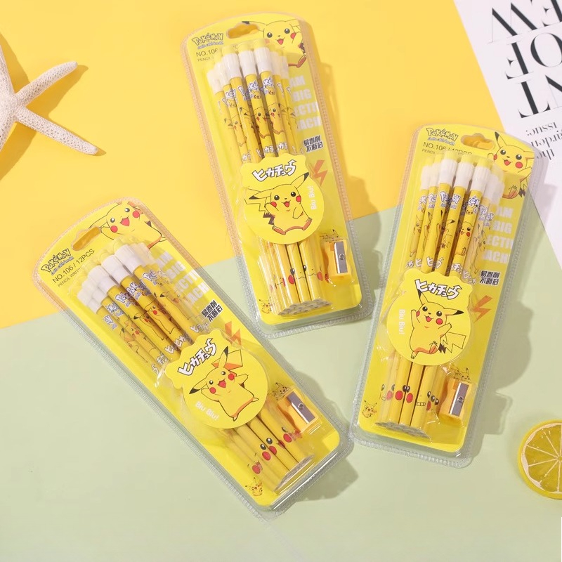 12pcs pokemon pencil with Eras - Office Supply Office Stationery Items ulasan dan harga