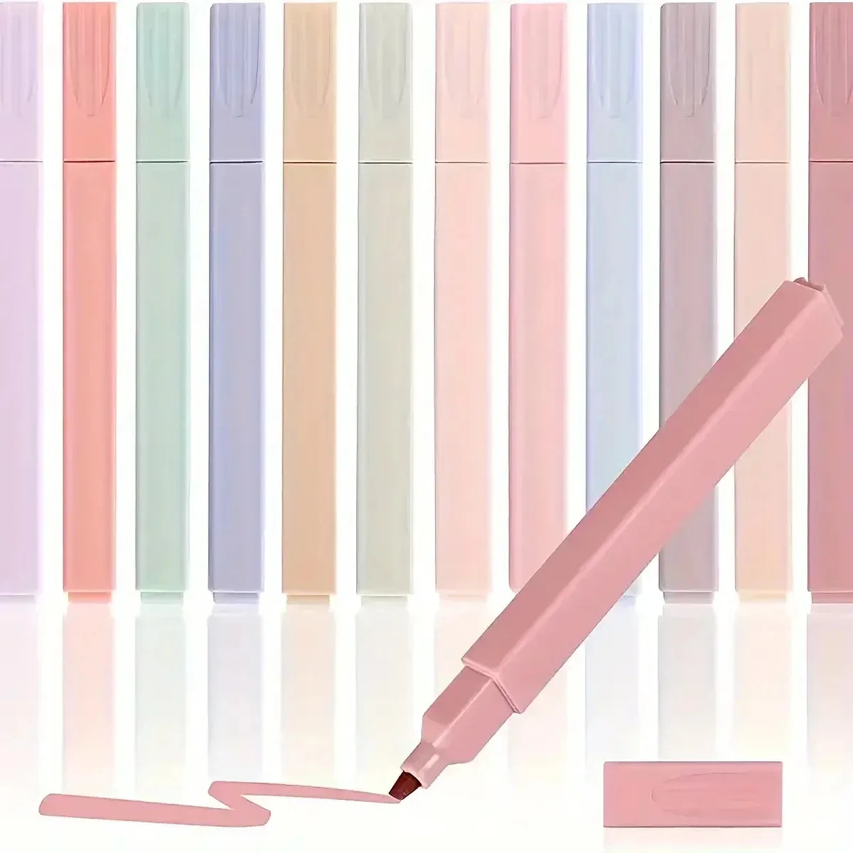 12Pcs Colorful Aesthetic Highl - Highlighter Set Pastel ulasan dan harga